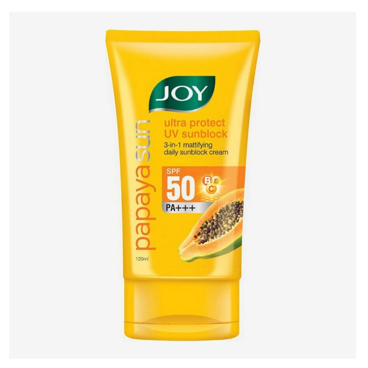 Joy Papaya Sunscreen - Ultra Protect UV - 3 In 1 Mattifying Daily Sunblock Cream - PA+++ SPF 50 - 120ml