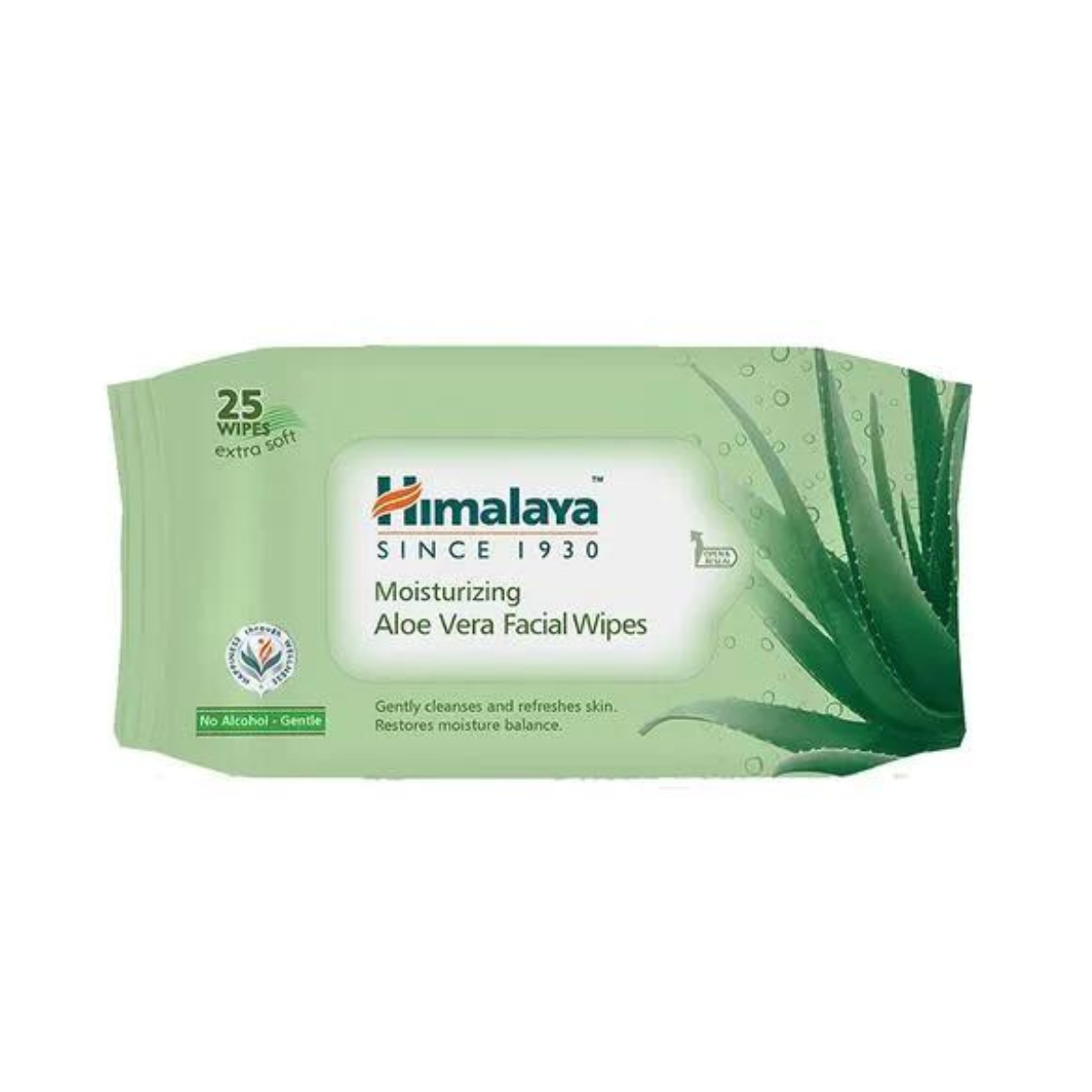 Himalaya Moisturizing Aloe Vera Facial Wipes - Gently Cleanses And Refreshes Skin - 25pcs Usable Sheets