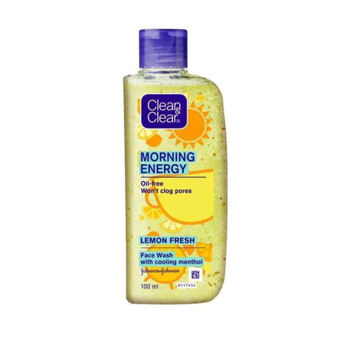 Clean & Clear Morning Energy - Oil Free Won't Clog Pores - Lemon Fresh - Face Wash With Cooling Menthol - 100ml