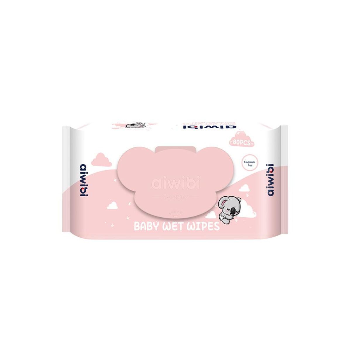 Aiwibi 100% Skin-friendly Baby Wet Wipes - 80 Pcs - Pink