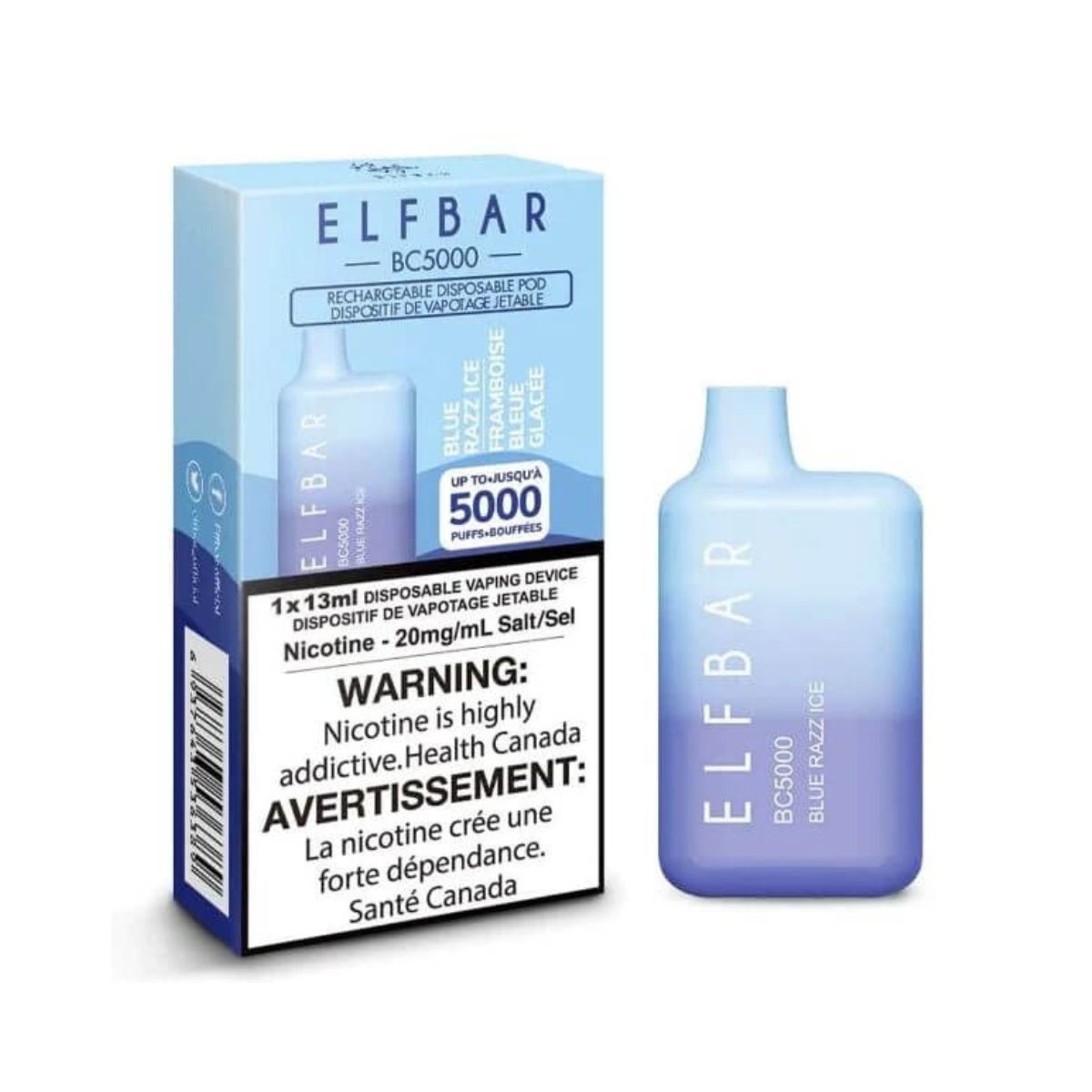 Elfbar BC5000 - Rechargeable Disposable - 5000 Puffs Vape Device - Blue Razz Ice