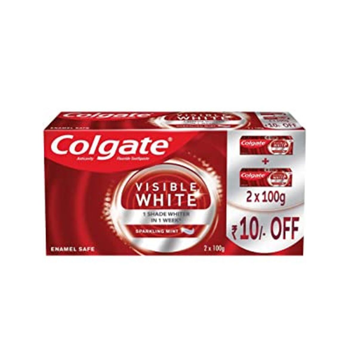 Colgate Visible White - 1 Shade Whiter In 1 Week - Sparkling Mint - 2 X 100g
