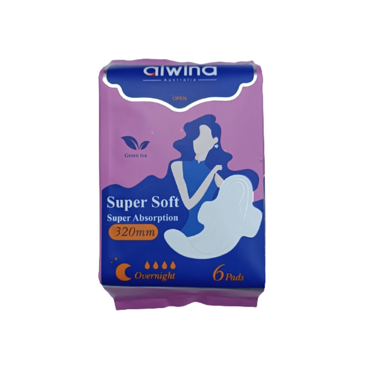 Aiwina Sanitary Napkin - Super Soft - Super Absorption - Overnight - 320mm - 6pads