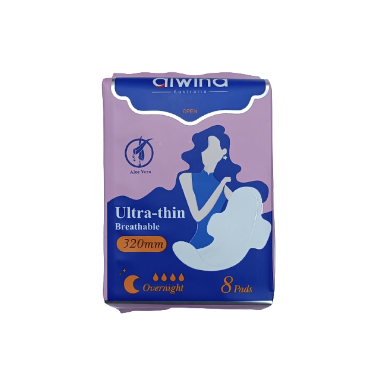 Aiwina Sanitary Napkin - Ultra-thin - Breathable - Overnight - 320mm - 8pads