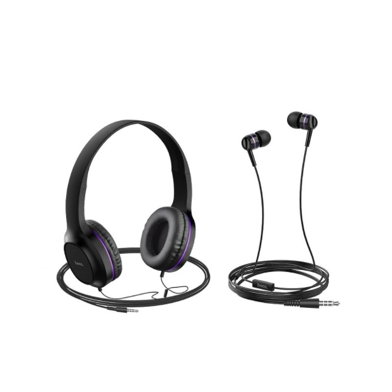 Hoco W24 Two Pack Headphones + Earphones - Purple