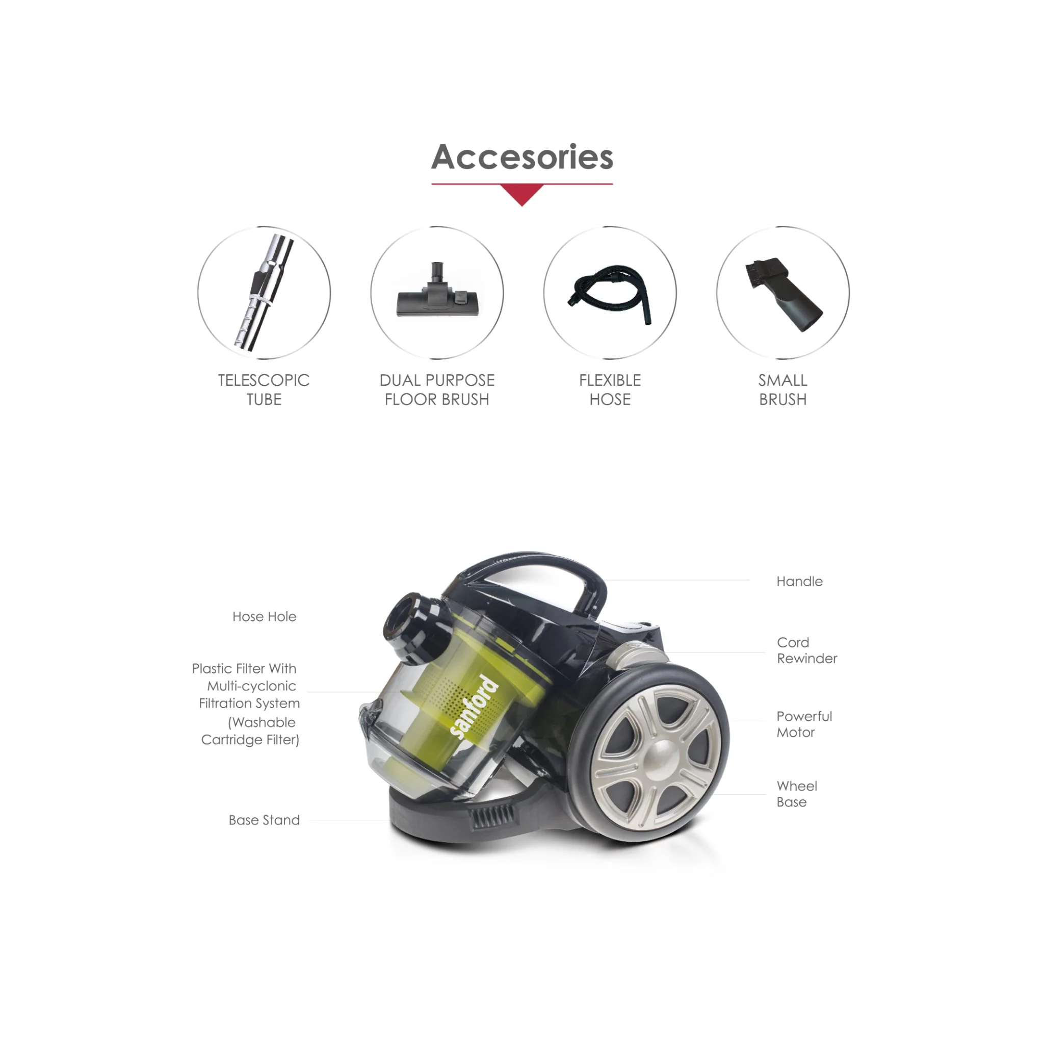 Sanford Vacuum Cleaner - SF883VC (1.5 L)