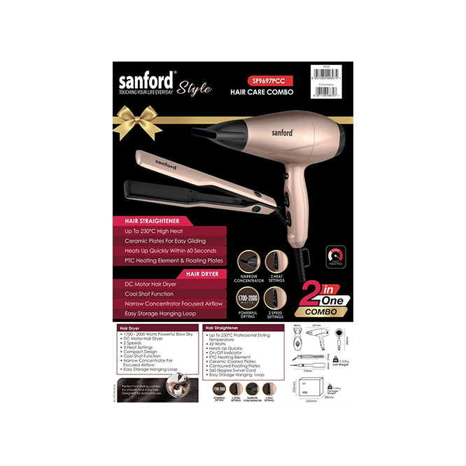 Sanford Hair Dryer + Straightener 42 Watts SF9697PCC