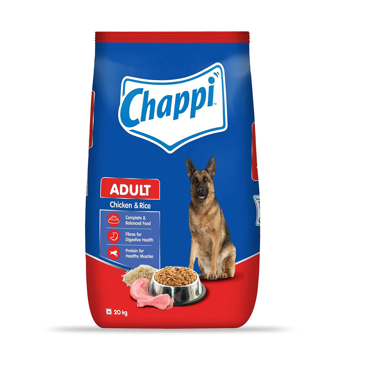 Chappi Chicken And Rice Dry Dog Food, Complete And Balanced Food For All Dogs - 20kg