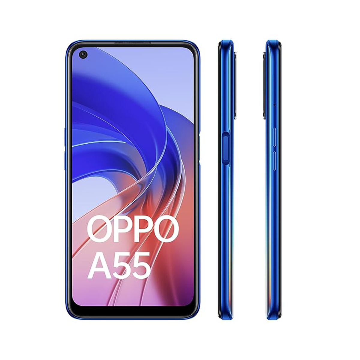 Oppo A55 Mobile Phone, 4/64 - Black, Yellow, & Blue