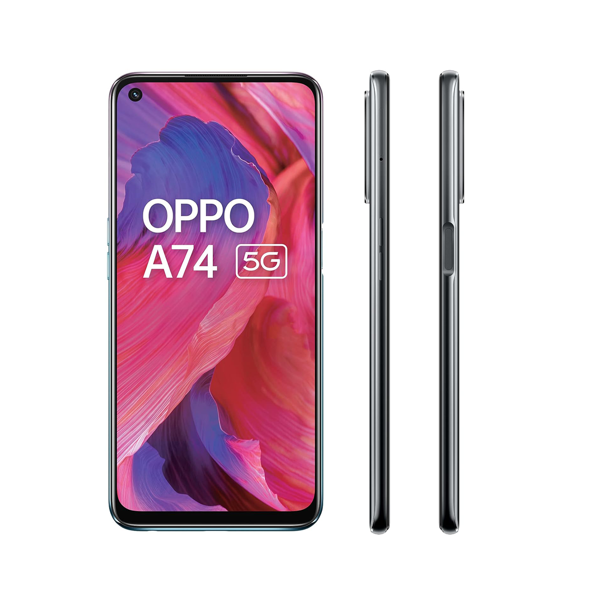 Oppo A74 5G Mobile Phone, 6/128 - Black, Yellow, & Blue