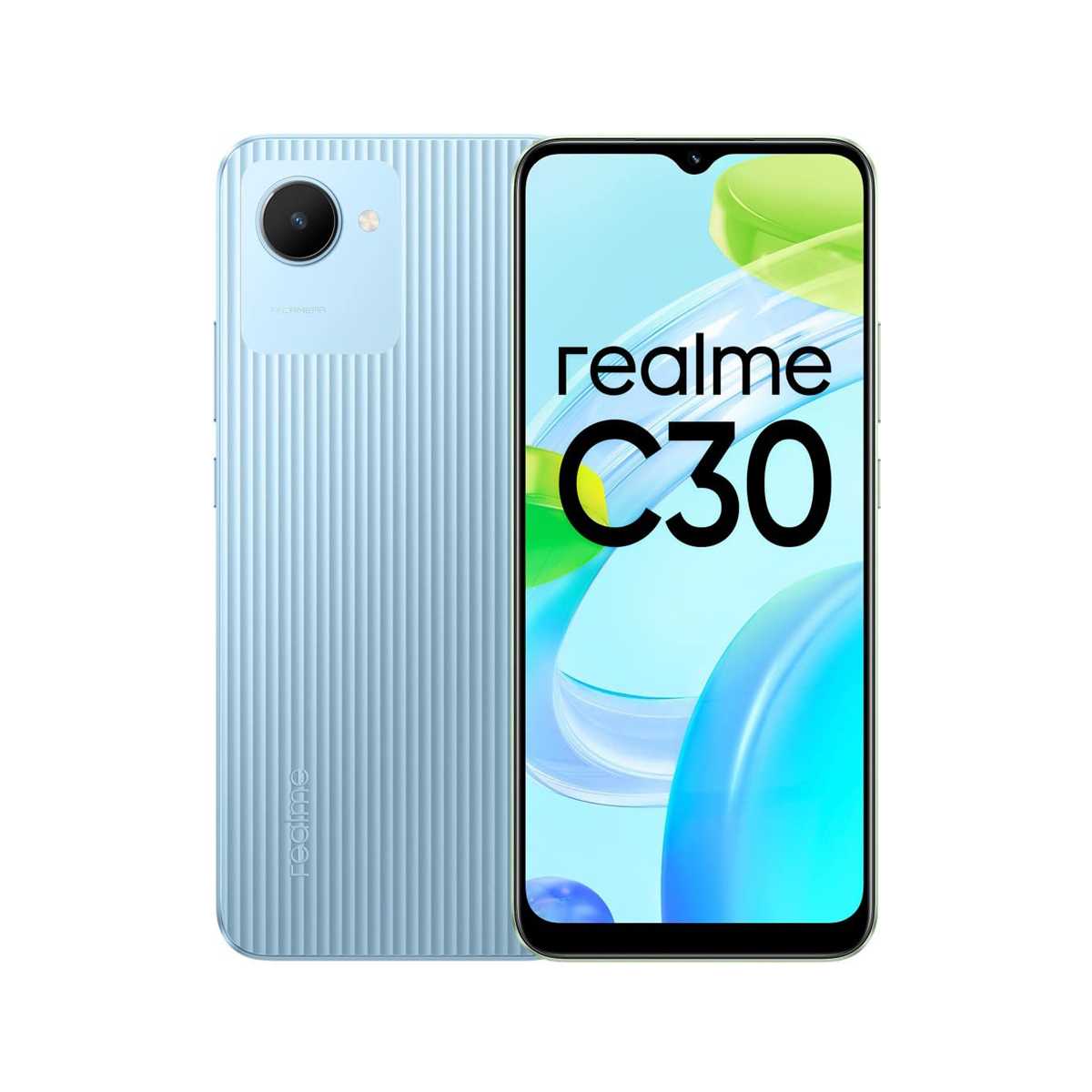 Realme C30 Mobile Phone, 2/32 - Yellow, Black & Blue