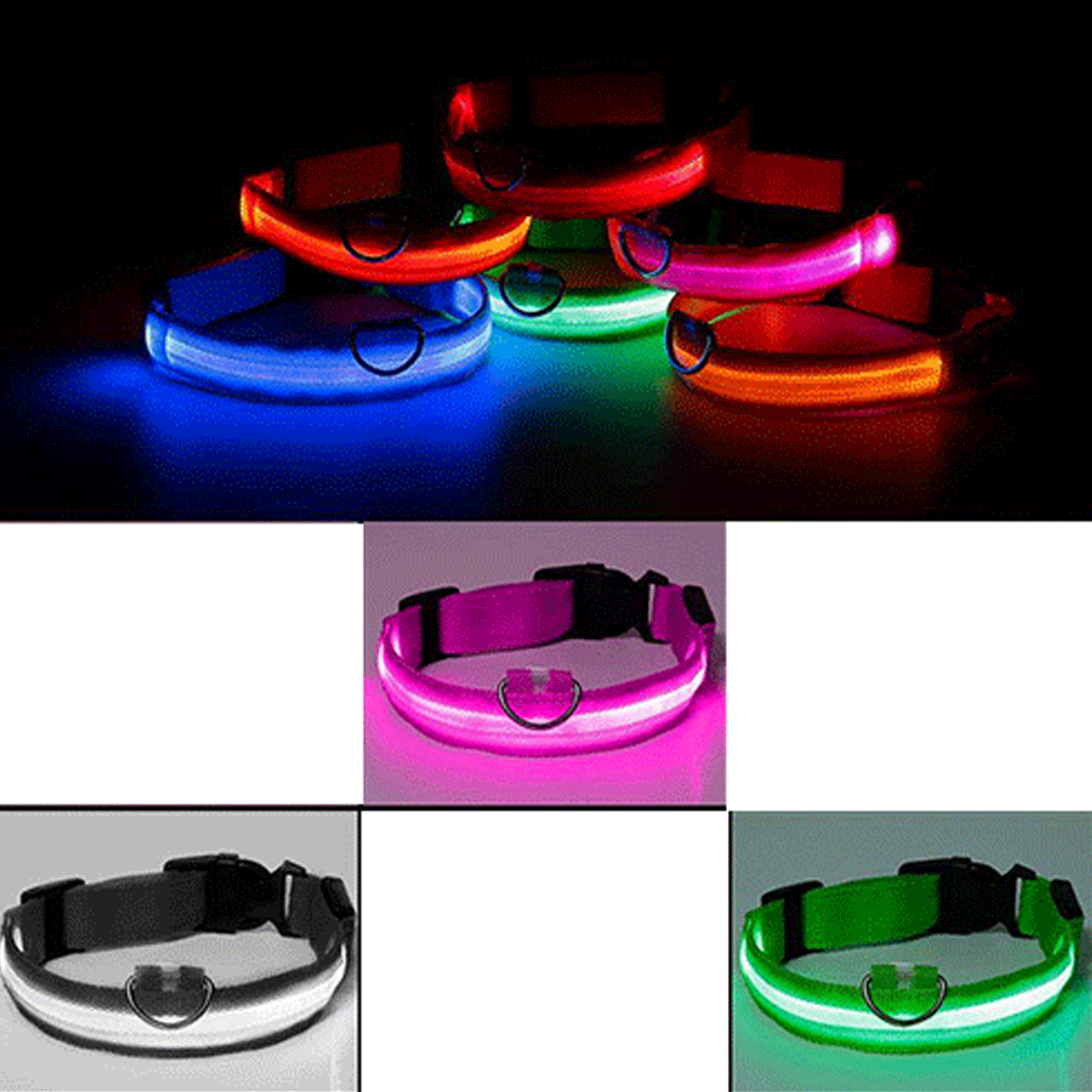 Creative Hot Safety Pet Collar For Lighted Up Nylon LED Dog Cat Collar Advanced Glow Necklace Luminous | Green, Black & Pink