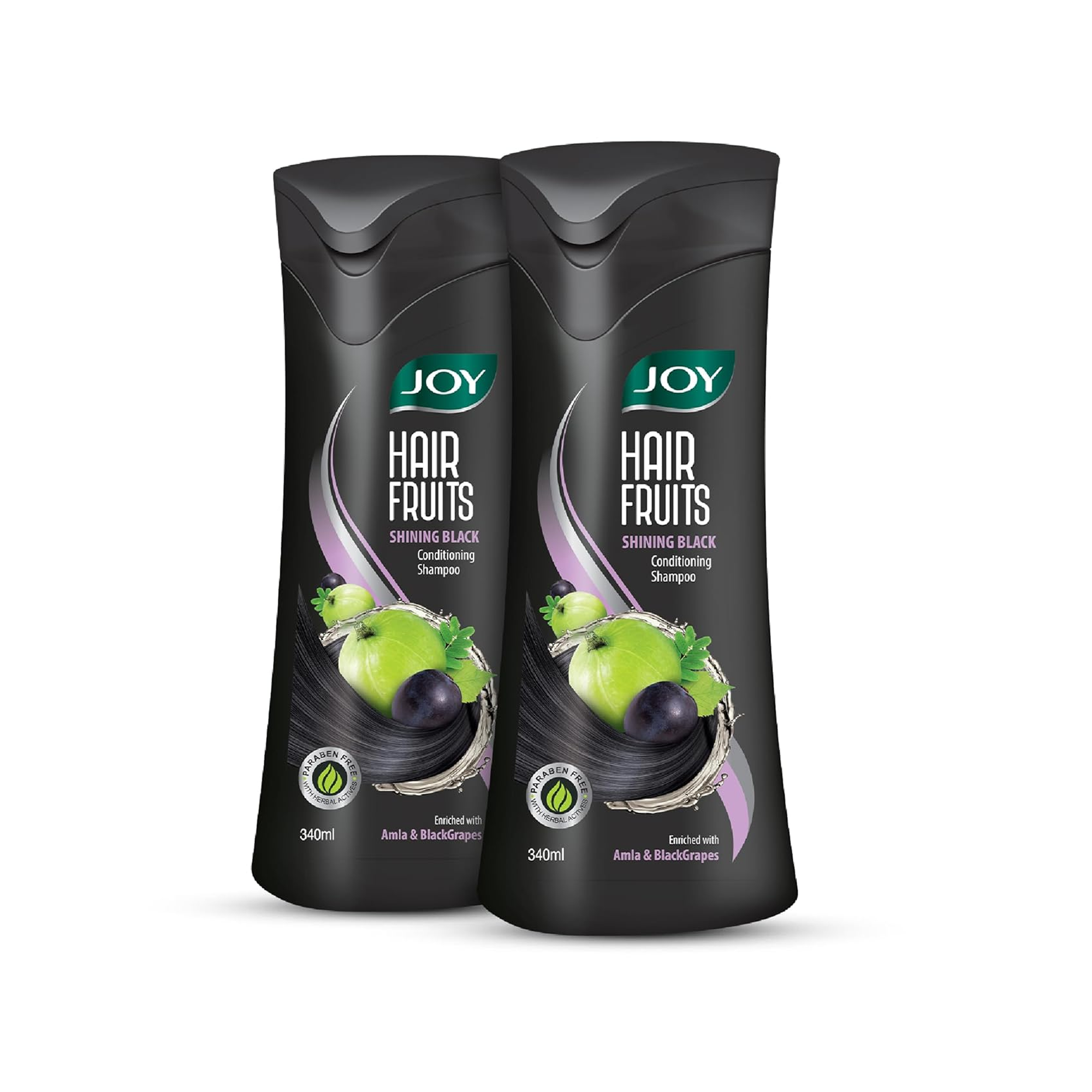 Joy Hair Fruits - Shining Black Conditioning Shampoo - Amla & Black Grapes- 340ml