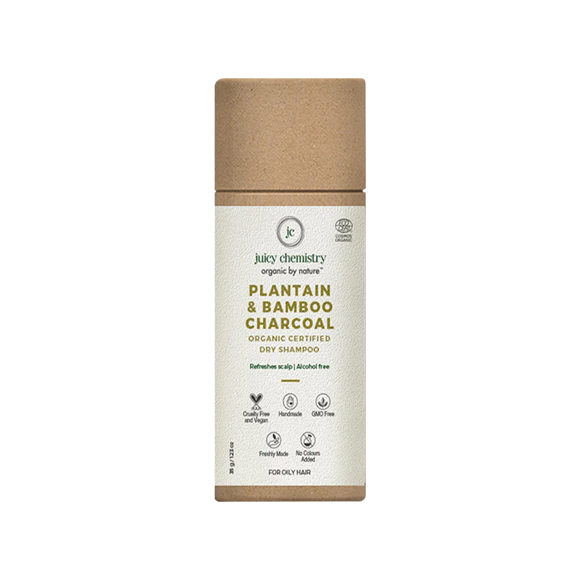 Juicy Chemistry Plantain, Bamboo & Charcoal Organic Dry Shampoo - For All Hair Types - 35gm/1.23oz