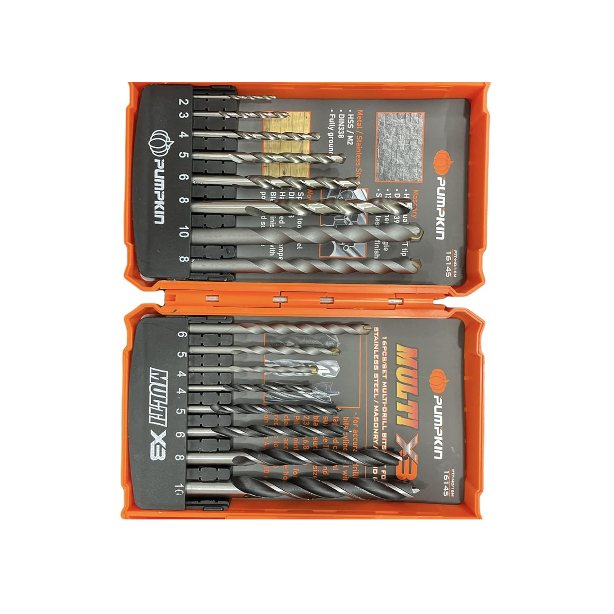 Pumpkin 16145 16PCS Multi-Drill Bits Set For Metal/Mansory/Wood