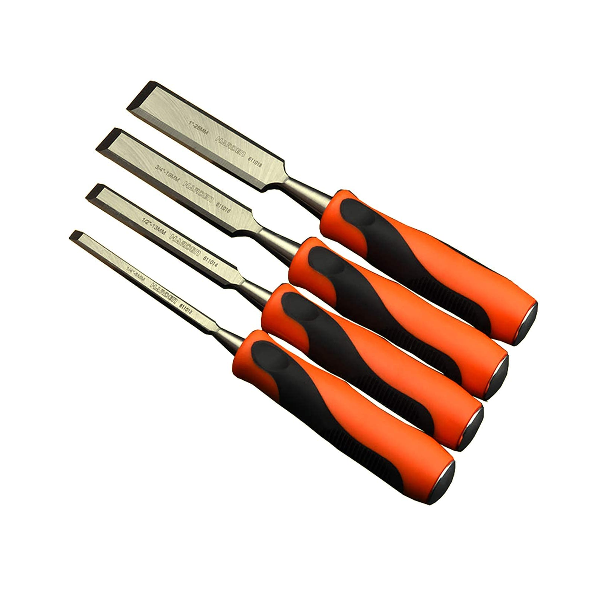 Harden 4 Pcs Orange Black Handle Wood Chisel Set - 611011