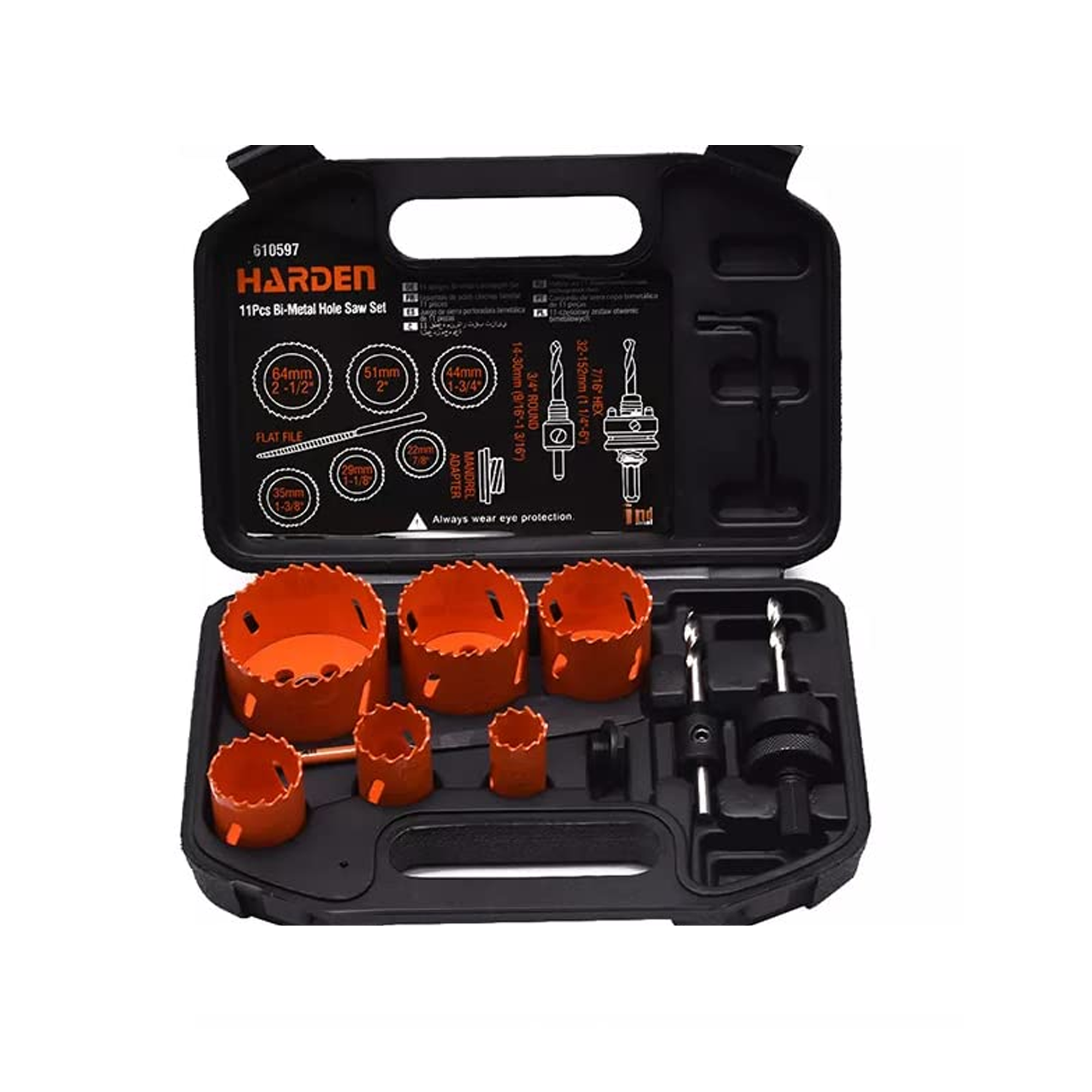 Harden 11 Pcs HSS Bi-Metal Hole Saw Set - 610597