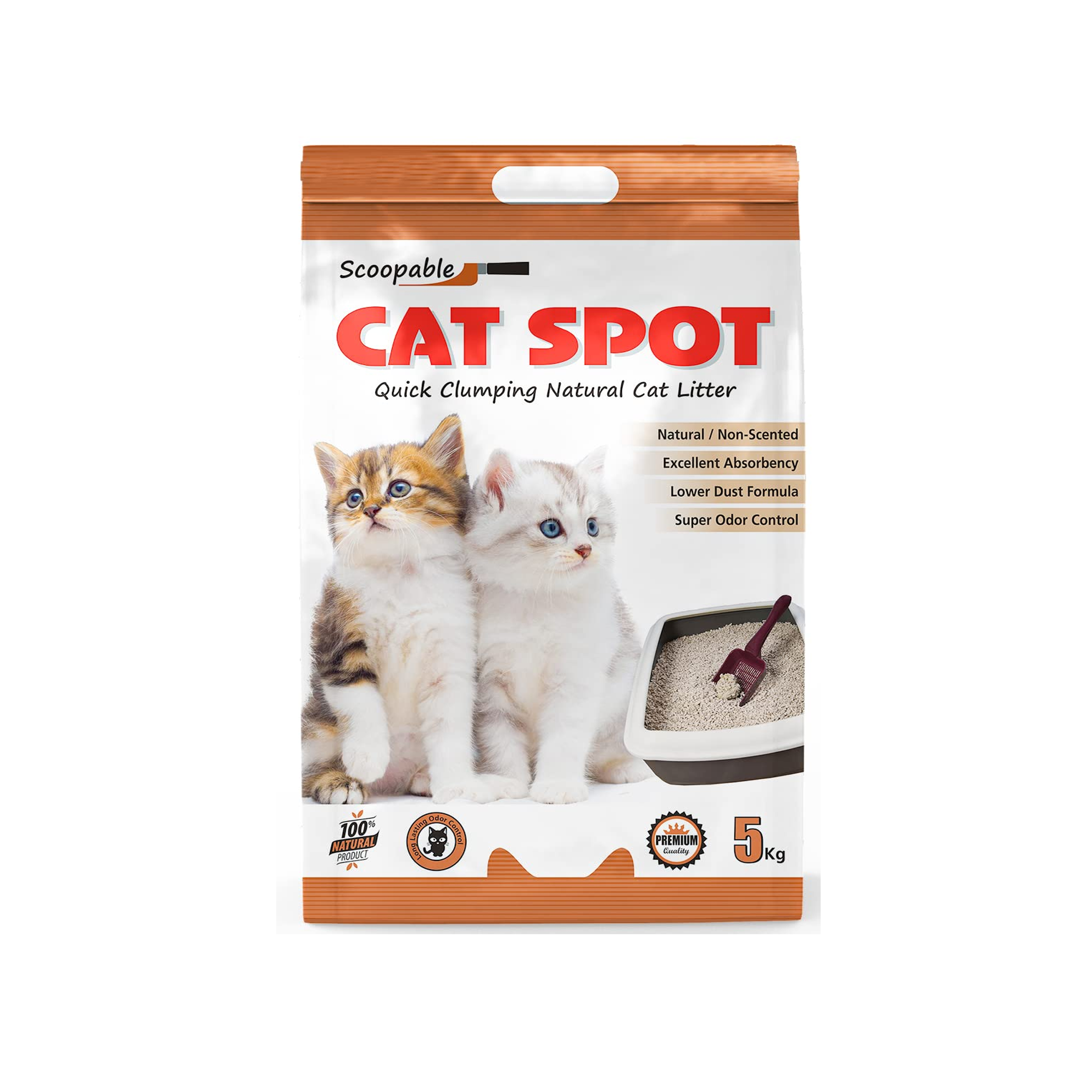 Cat Spot Cat Litter - Quick Clumping Natural Scoopable Bentonite Sand - 5kg