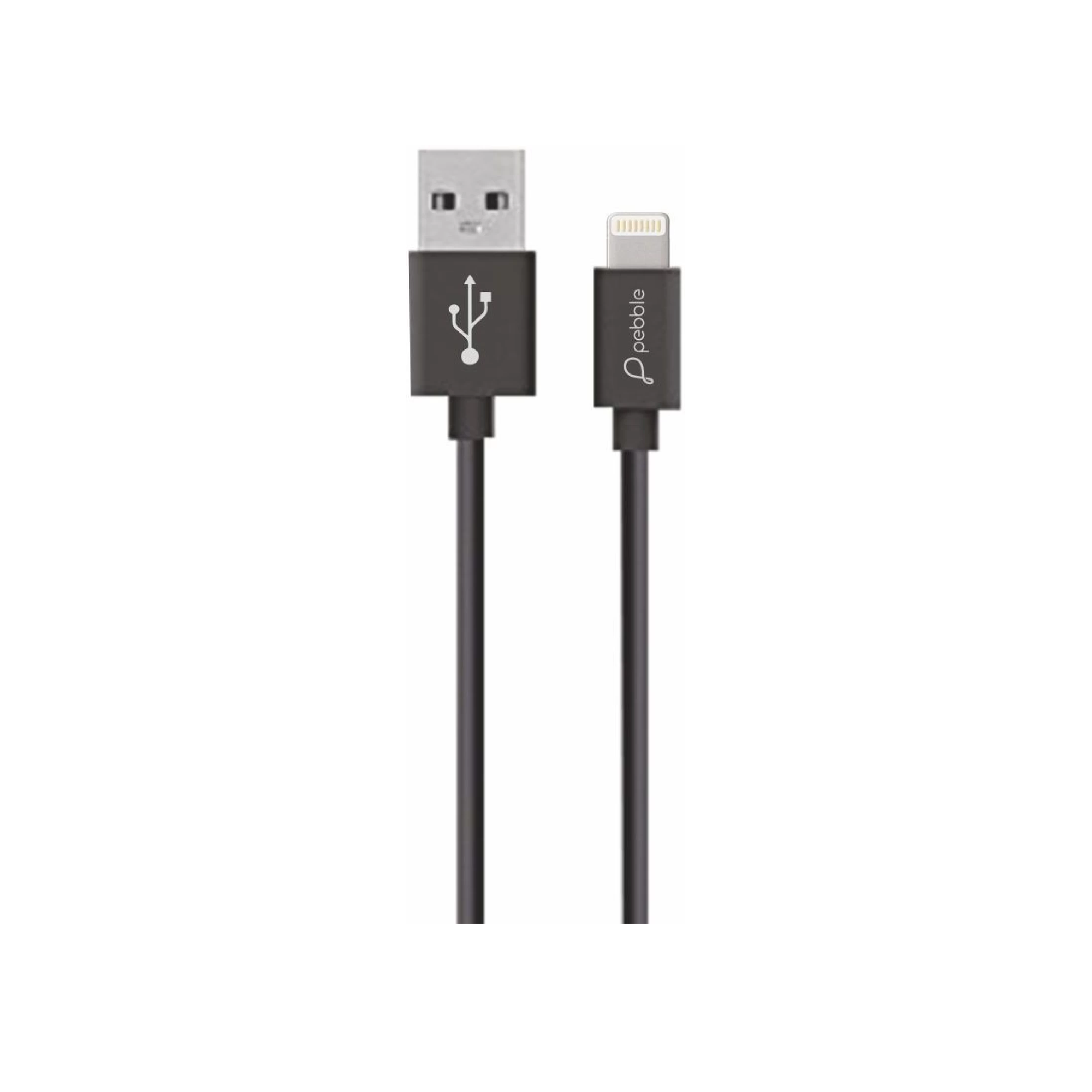 Pebble Fast Charging USB Cable PBCL10 - Lightning Charge And Sync Cable 2.4A - Black