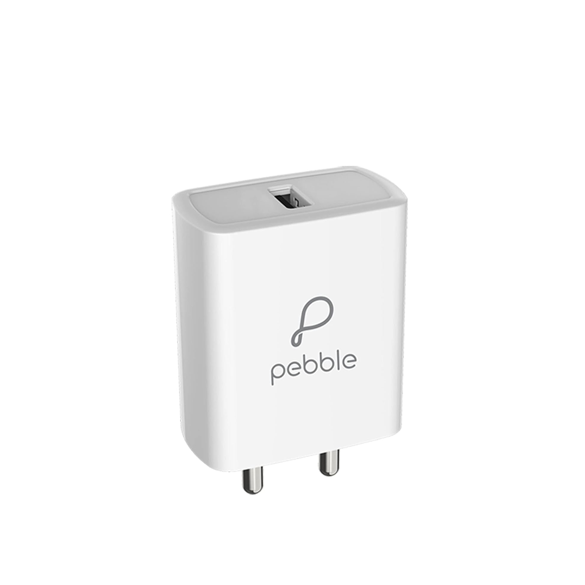 Pebble Ultra Fast Adapter PWC13 - Wall Charger With Type-C Cable - 18W - White