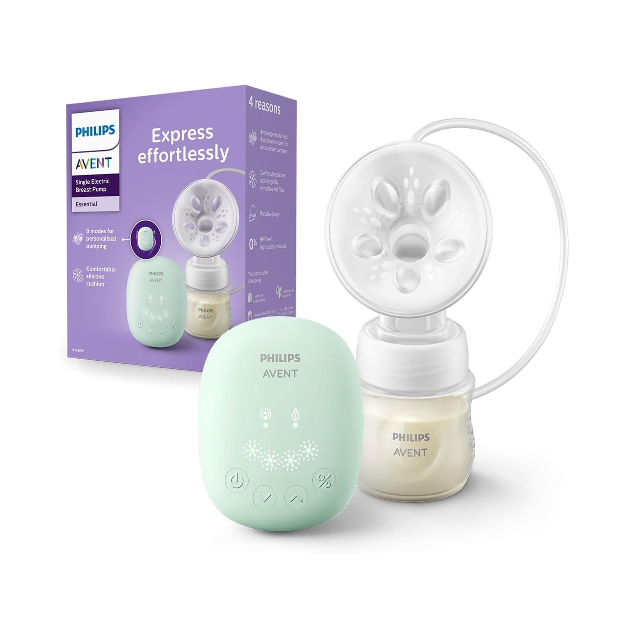 Philips Avent Single Electric Breast Pump SCF323/11 - Gently Stimulates Milk Flow - Portable Design