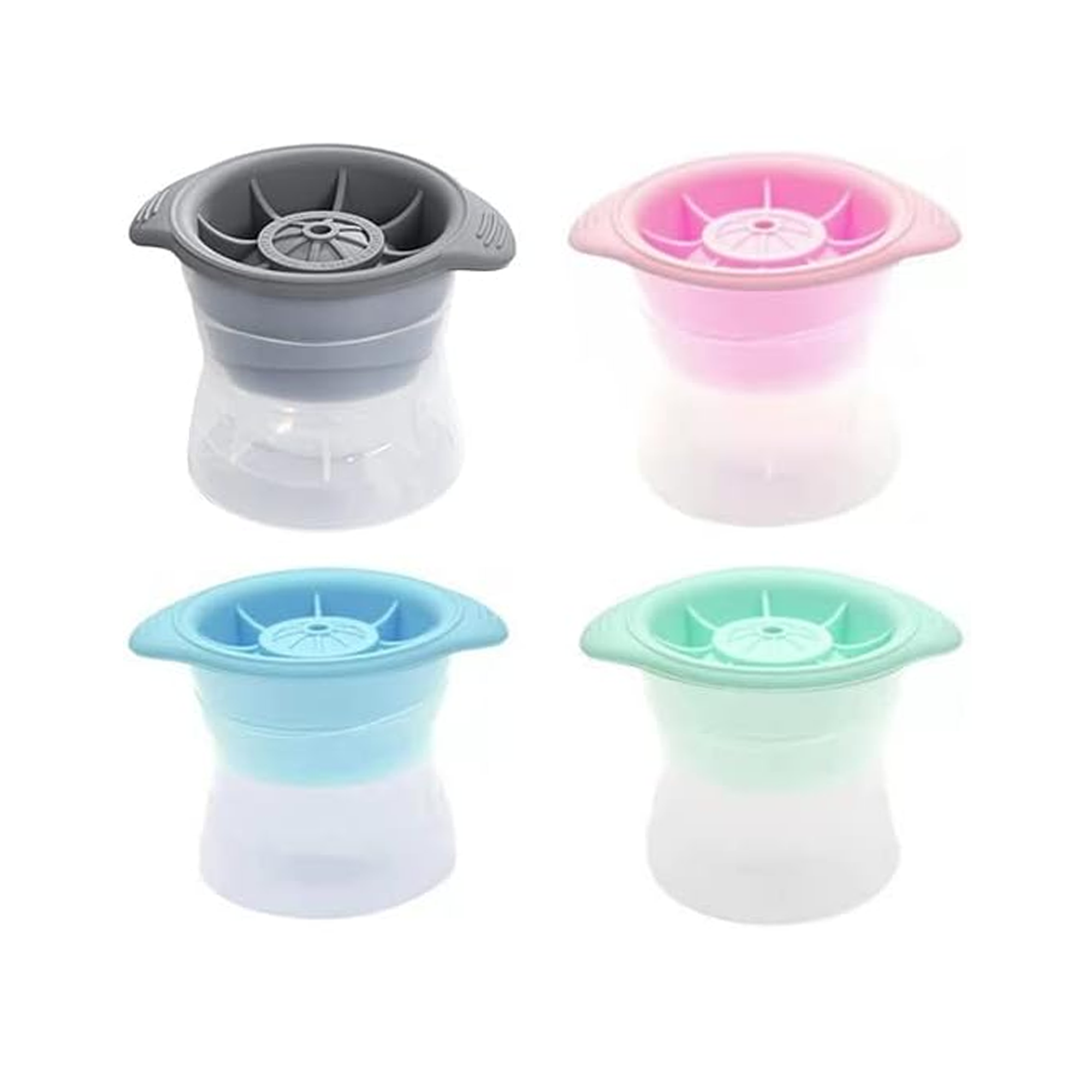 Spherical Ice Maker, Ice Tray, Ice Mold Ice Mold Tray, Ice Ball Maker, Ice Cube Maker, (1 Cup) - Pink, Blue, Black & Grey