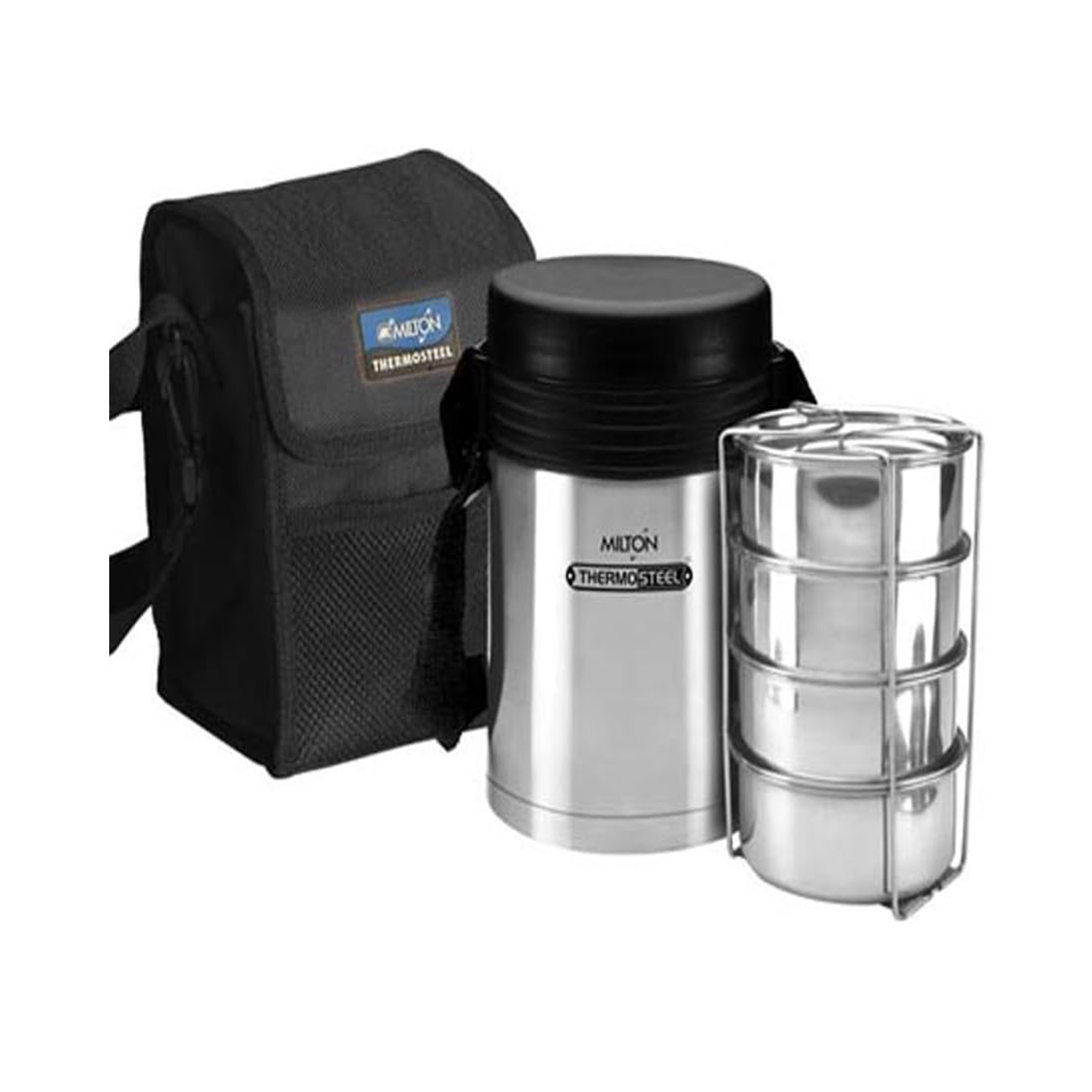 Milton Thermosteel Vacuum Insulated Tiffin - Tuscany 4 - Black