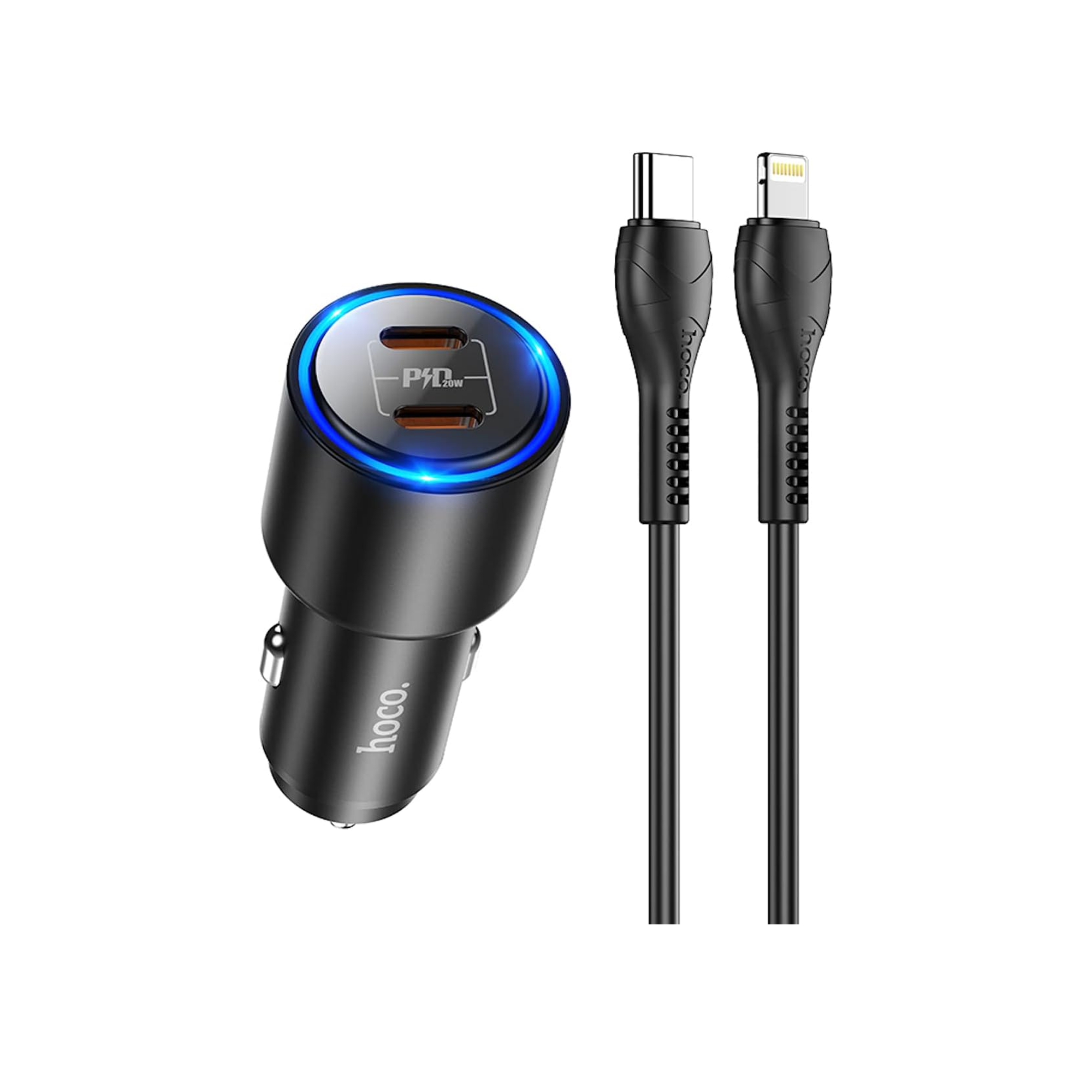 Hoco NZ3 Clear Way 40W Dual Port PD Car Charger - Black