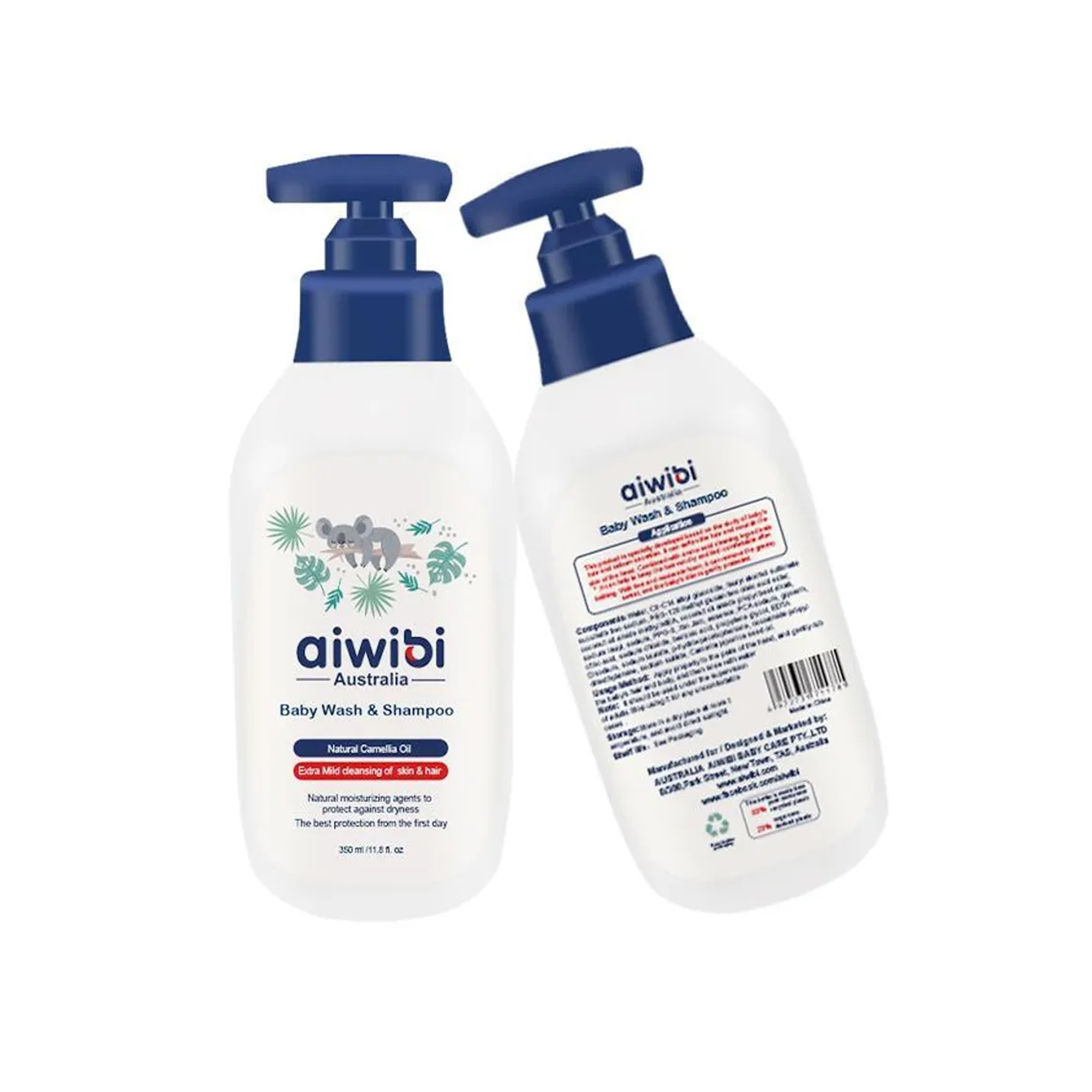 Aiwibi Baby Wash & Shampoo - Natural Camellia Oil - Extra Mild Cleansing Of Skin And Hair - 350ml