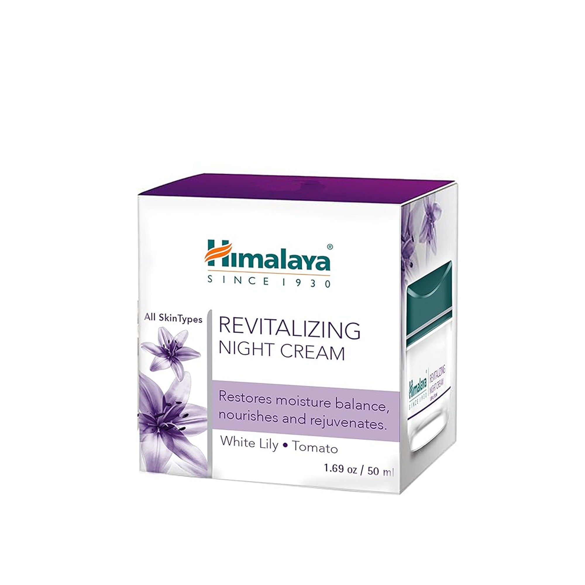 Himalaya Revitalizing Night Cream - Restores Moisture Balance, Nourishes And Repairs - White Lily + Tomato - 50g