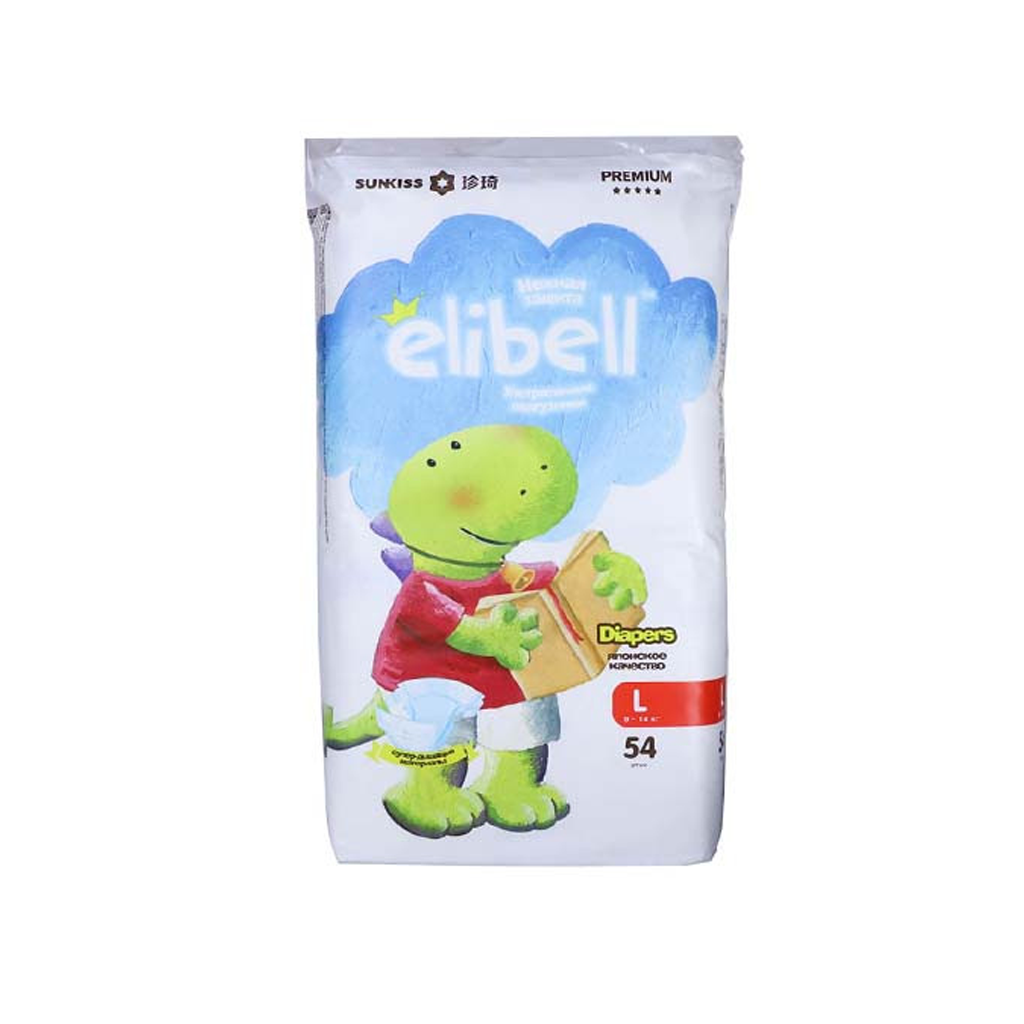 Elibell Baby Diaper - L (9~14Kg) - 54 Pcs | Free Delivery In Thimphu