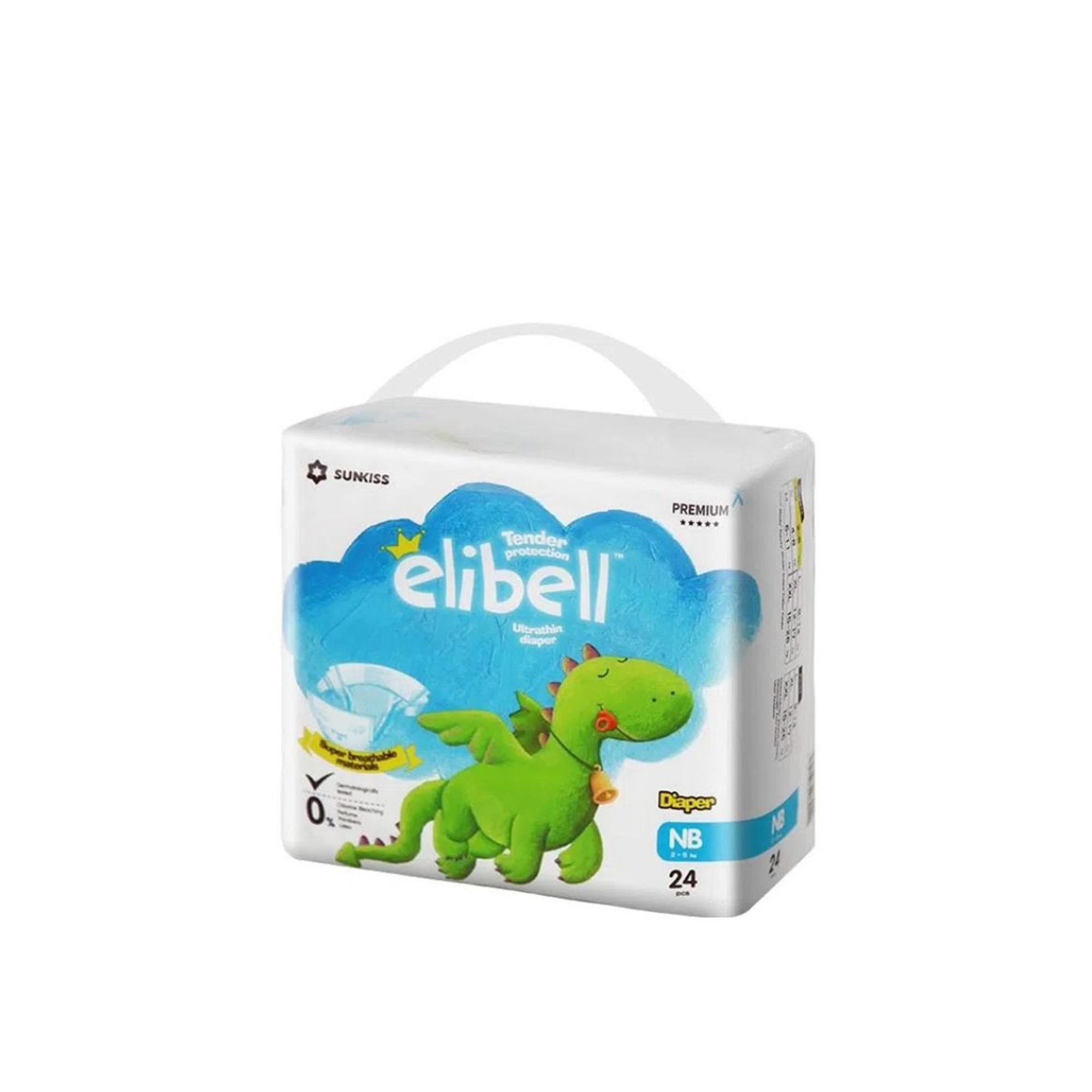 Elibell Baby Diaper - NB (2-5kg) - 24 Pcs | Free Delivery In Thimphu