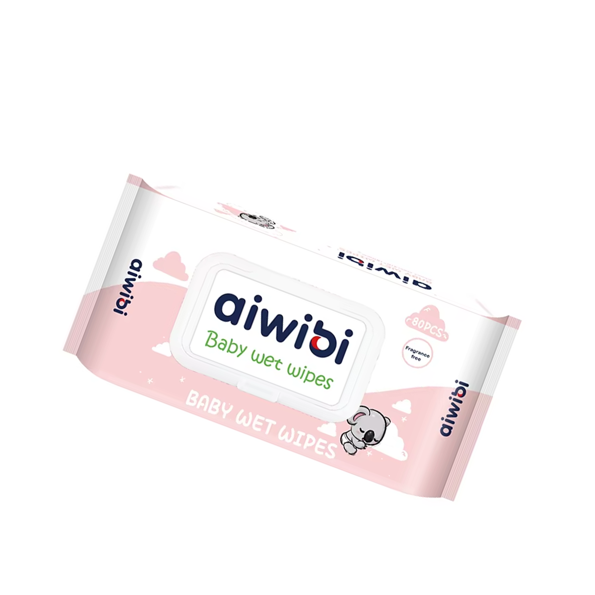 Aiwibi 100% Skin-friendly Baby Wet Wipes - 80 Pcs - Pink