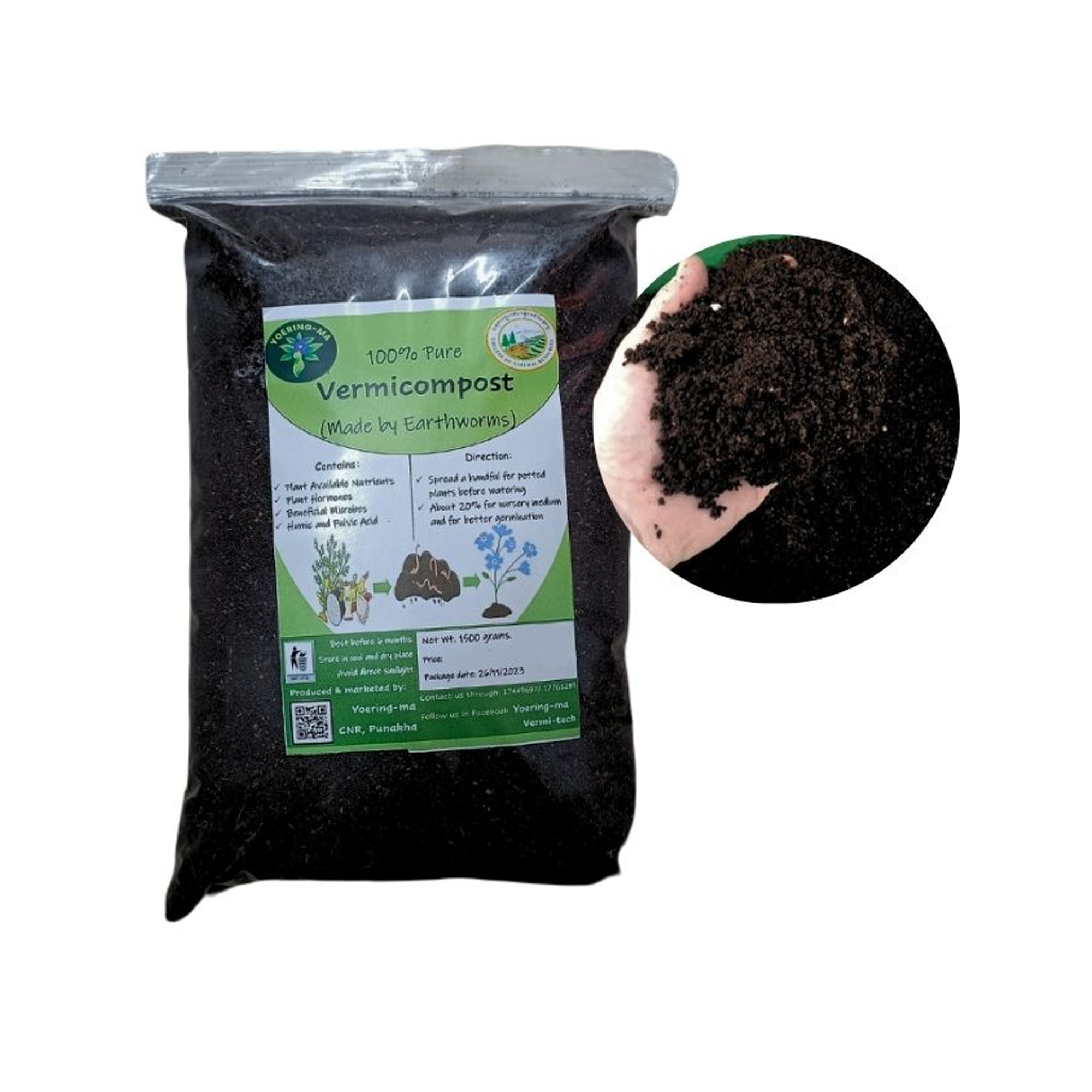 CNR Vermicompost - Made By Earthworms - 100% Pure - 1500g