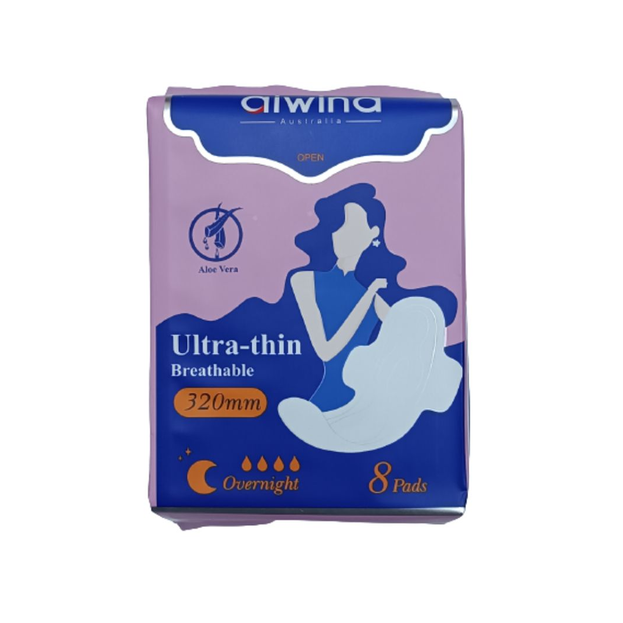 Aiwina Sanitary Napkin - Ultra-thin - Breathable - Overnight - 320mm - 8pads