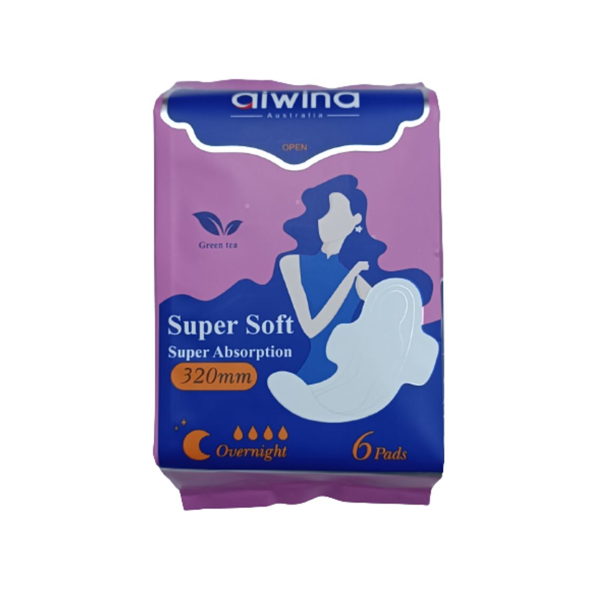 Aiwina Sanitary Napkin - Super Soft - Super Absorption - Overnight - 320mm - 6pads