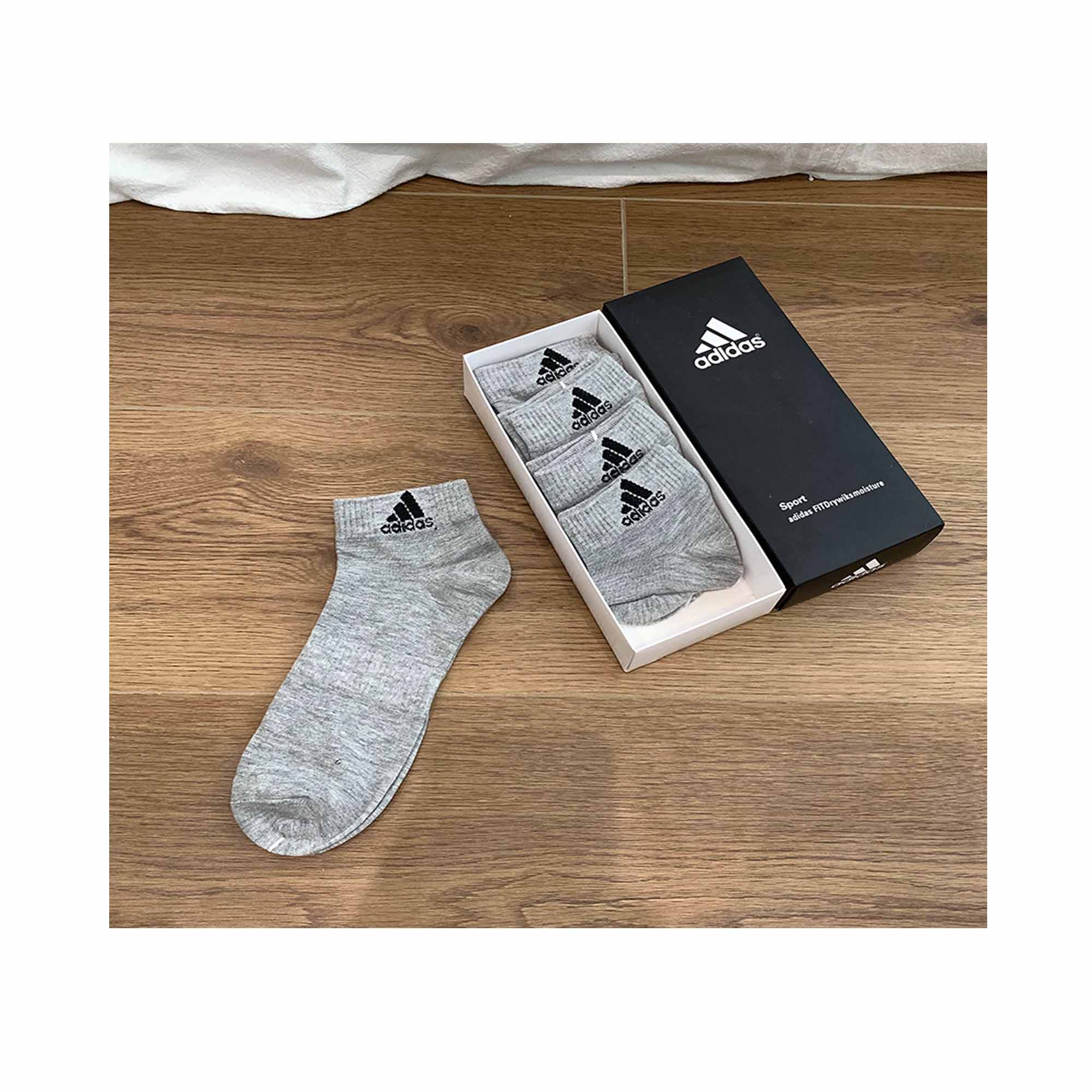 Adidas Unisex Sports Comfortable Socks（5 pairs）|   White, Black & Grey