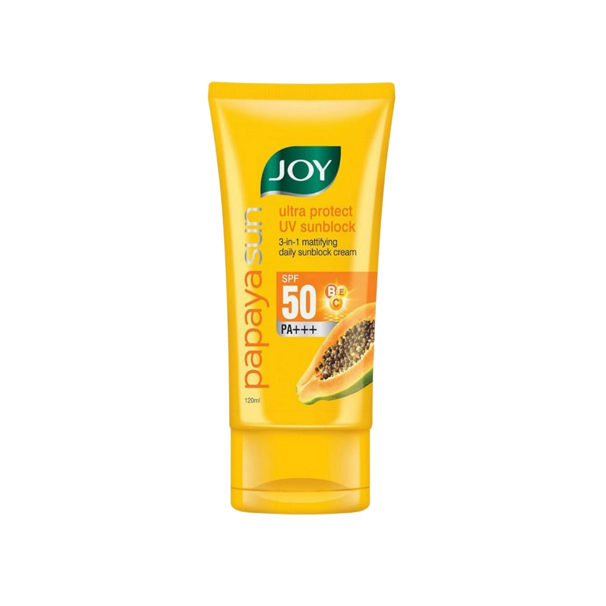 Joy Papaya Sunscreen - Ultra Protect UV - 3 In 1 Mattifying Daily Sunblock Cream - PA+++ SPF 50 - 120ml