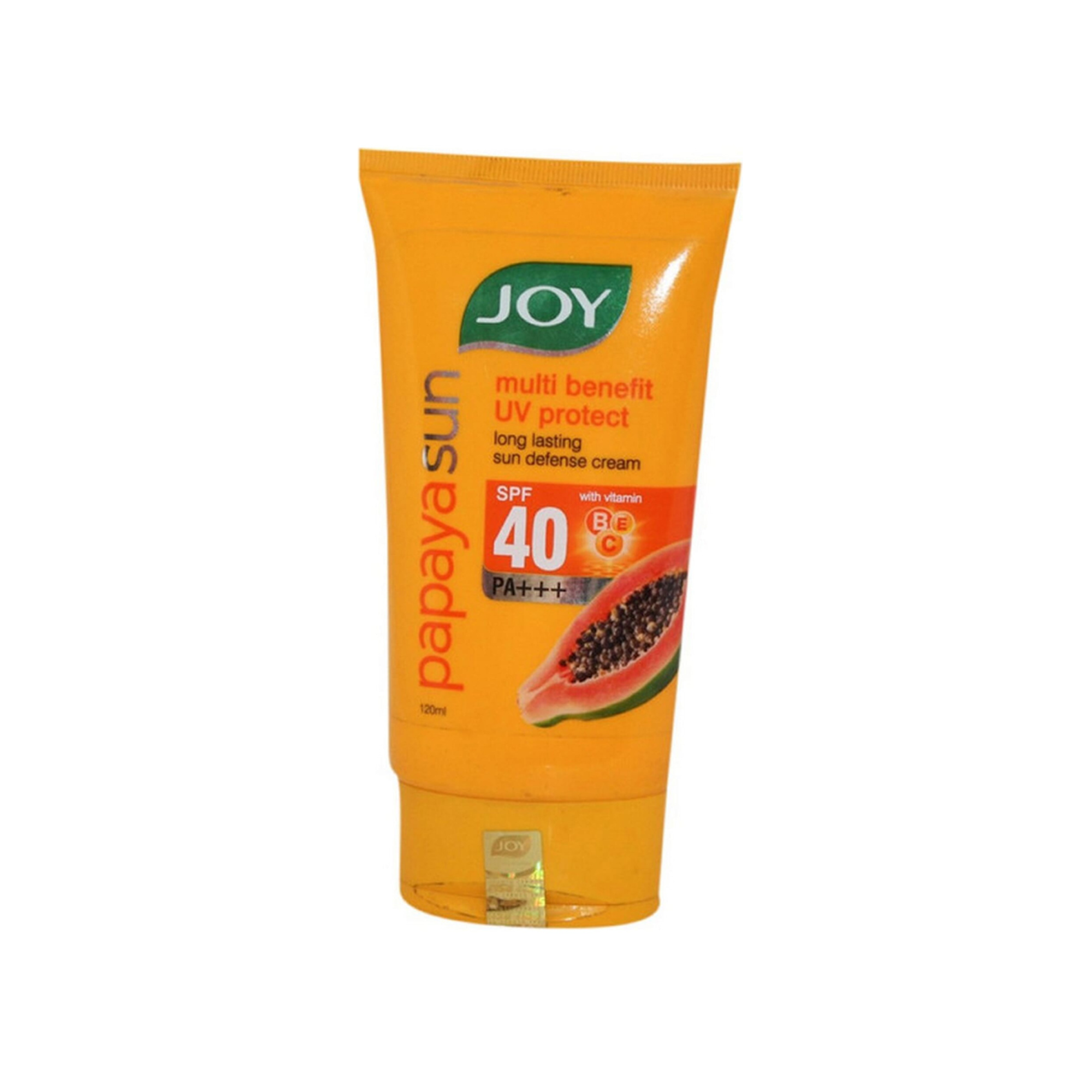 Joy Papaya Sunscreen - Multi Benefit UV Protect - Long Lasting Sun Defense Cream - PA+++ SPF 40 - 120ml