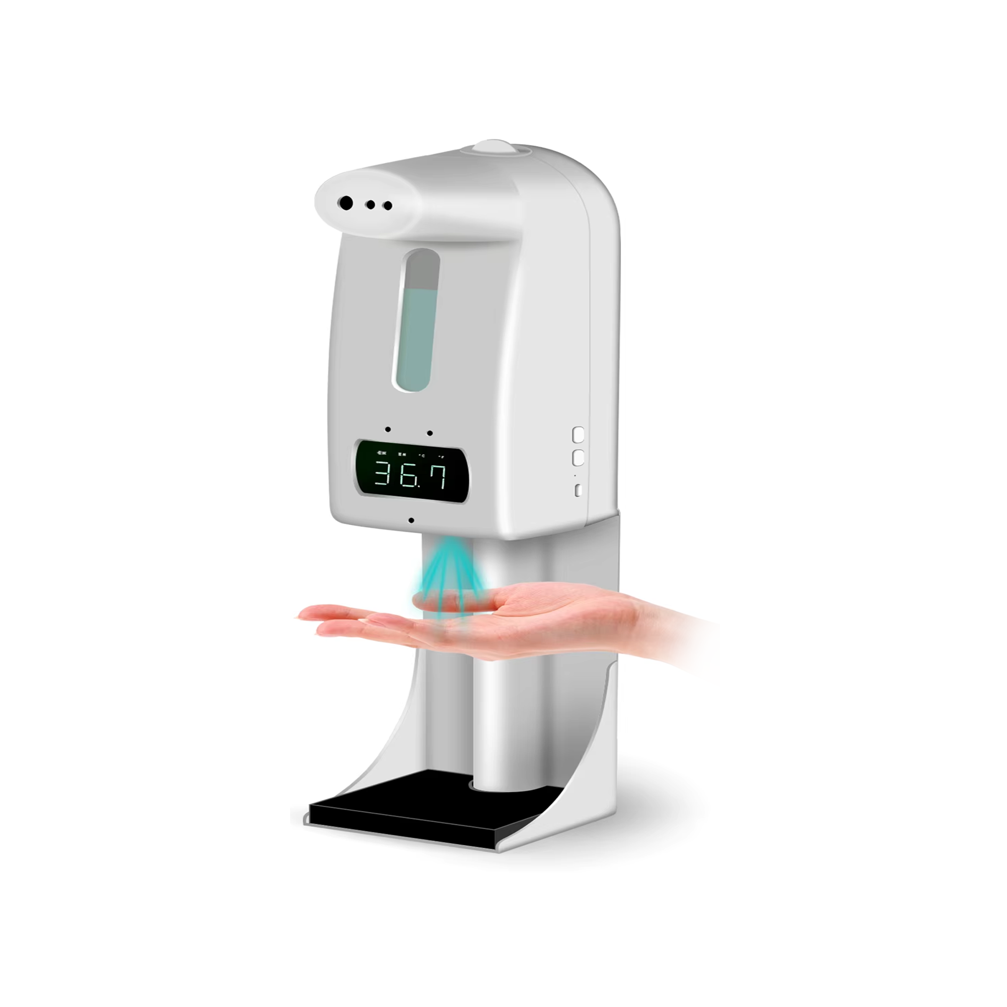 K10 Pro Non-Contact Disinfection Temperature Integrated Hand Sanitizer Dispenser With Infrared Thermometer Intelligent Sensor, Wall-Mounted