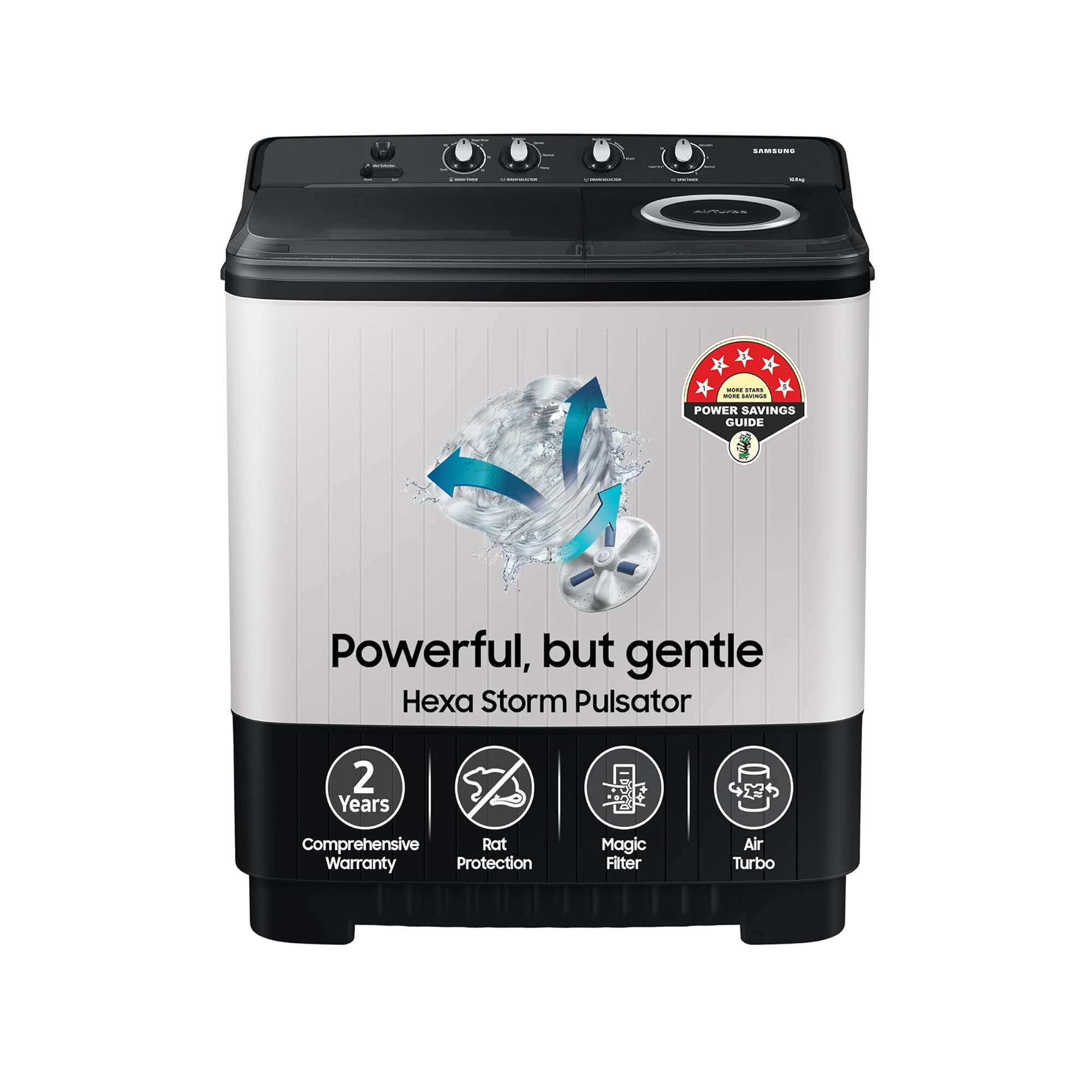 Samsung 10.5 kg 5 star Semi-Automatic Top Load Washing Machine WT10C4260GG/TL